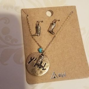 earrings and necklace